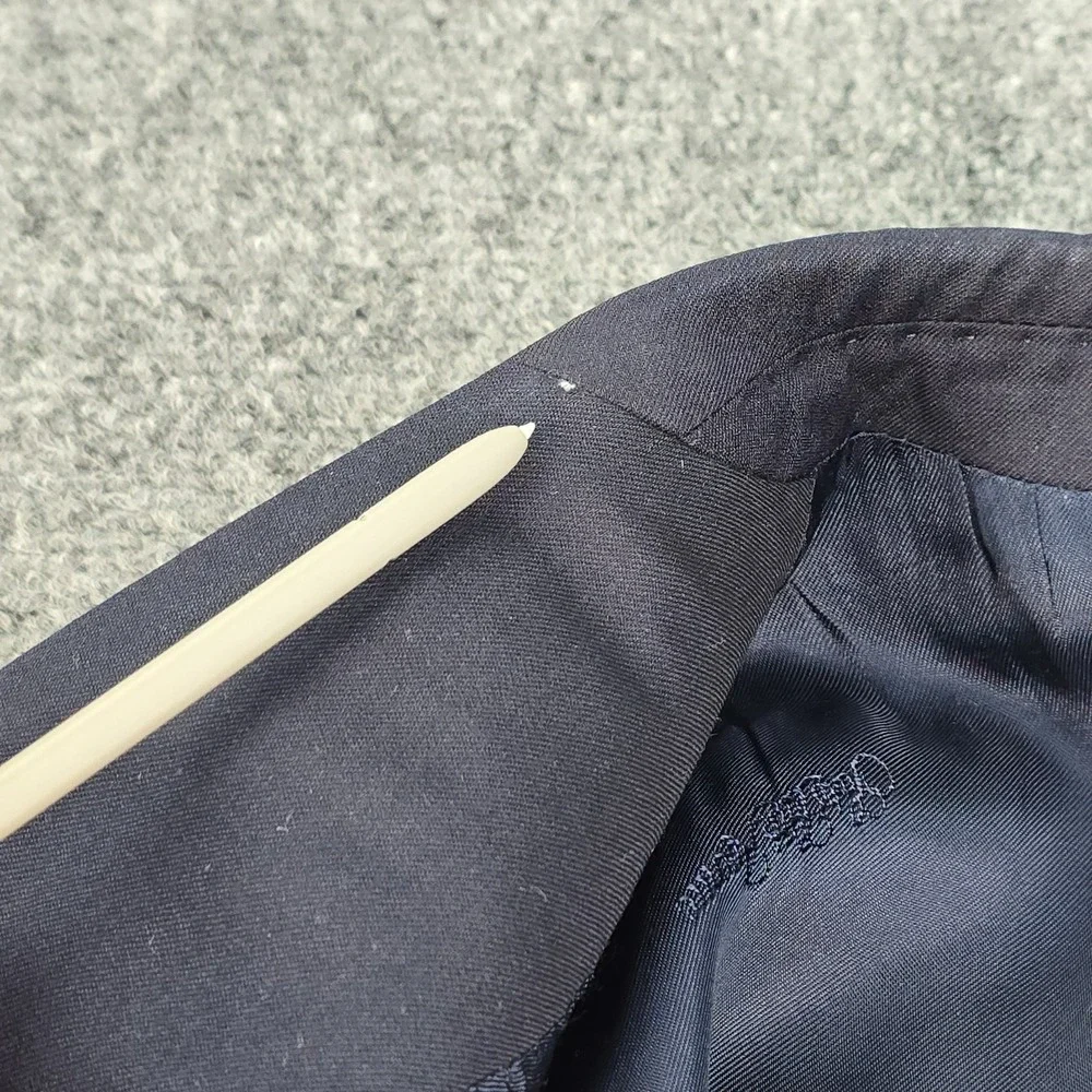 Ermenegildo Zegna Saks Fifth Avenue Wool Silk Blazer 36R Italy Navy Slim Fit
